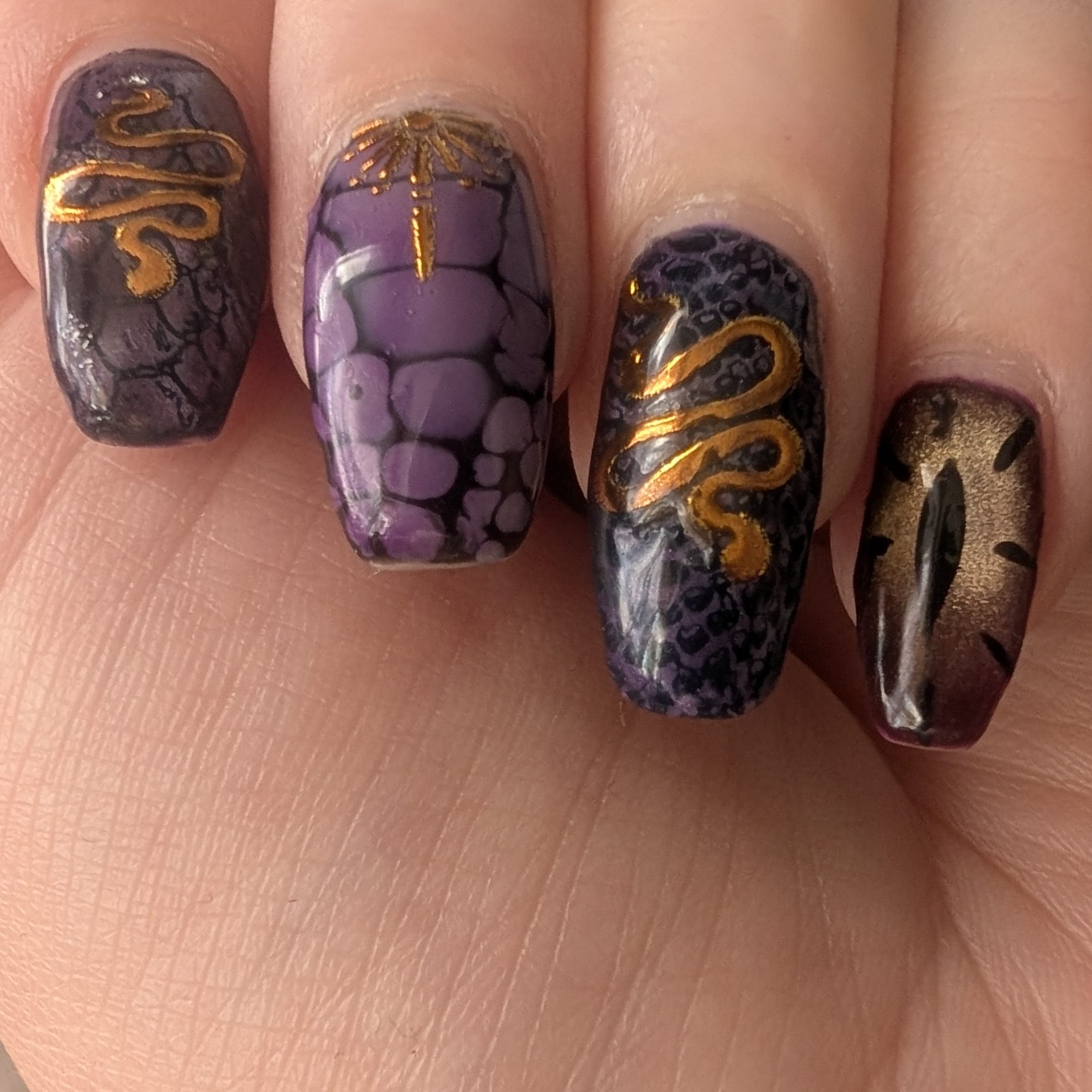 Purple Snake Nails